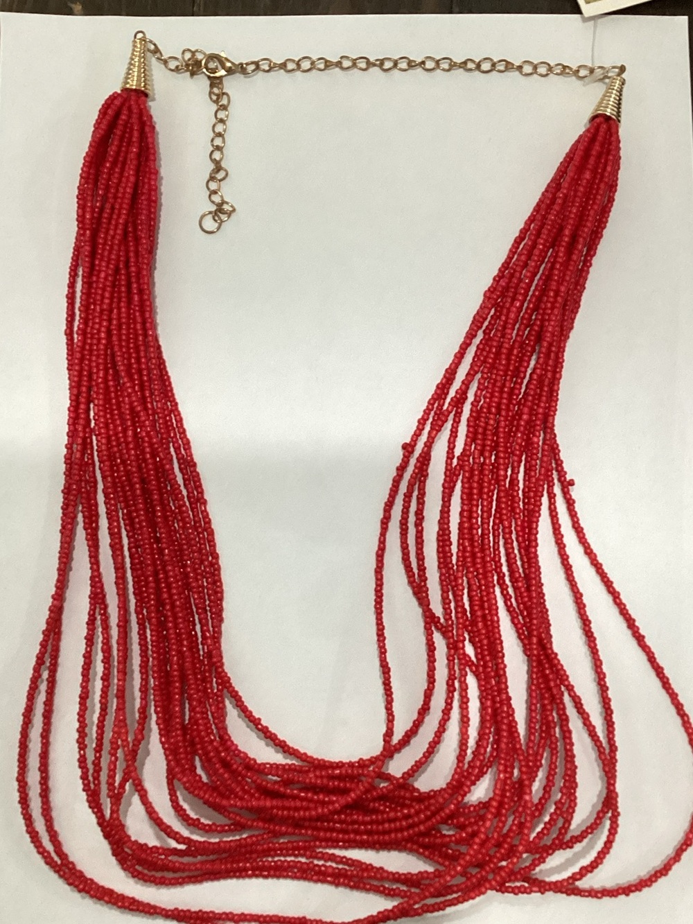 Red‎ Multi-Strand Beaded Necklace - Women Jewelry